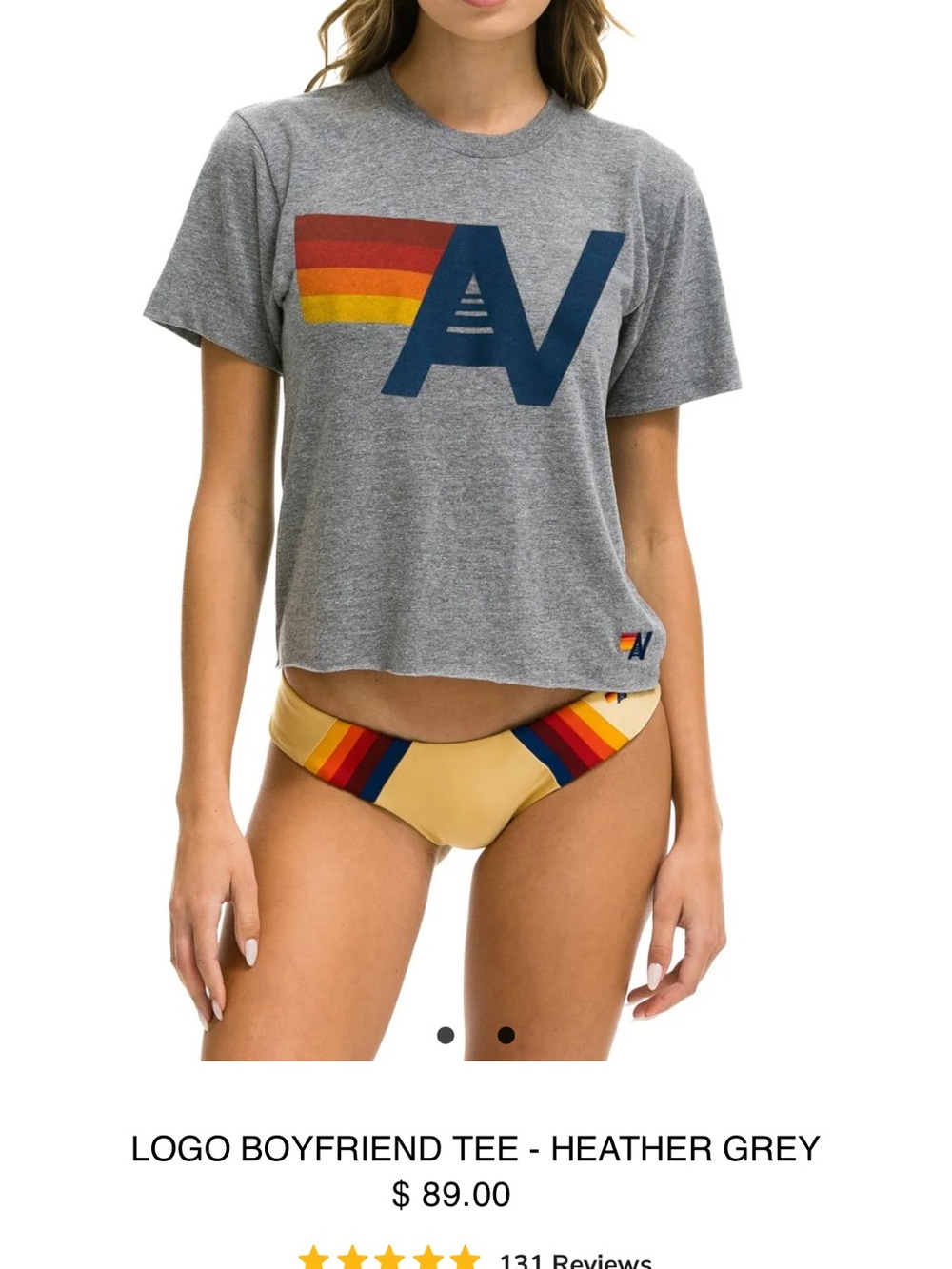 New In Package Aviator Nation LOGO BOYFRIEND TEE - HEATHER GREY